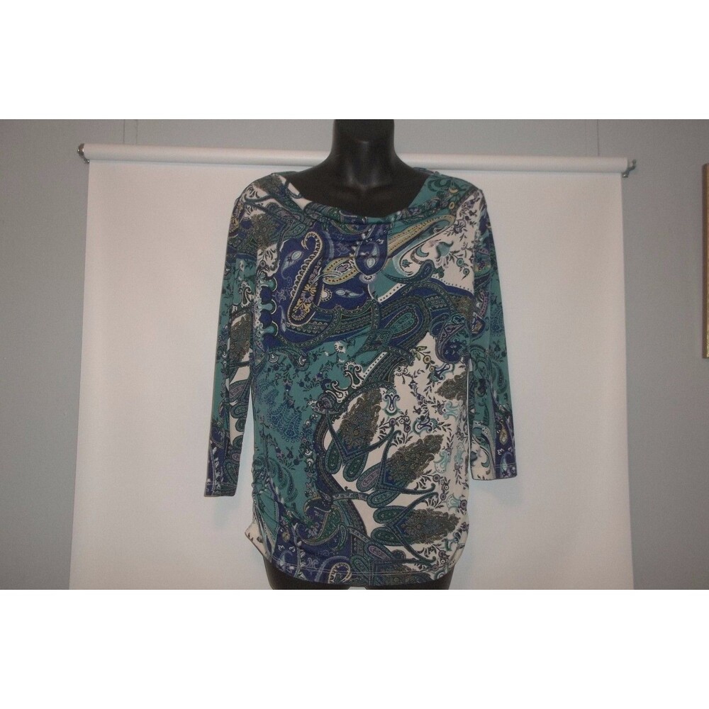 Chico's Women's Paisley Print Draped Neckline Top Size 0 ( XS-S)